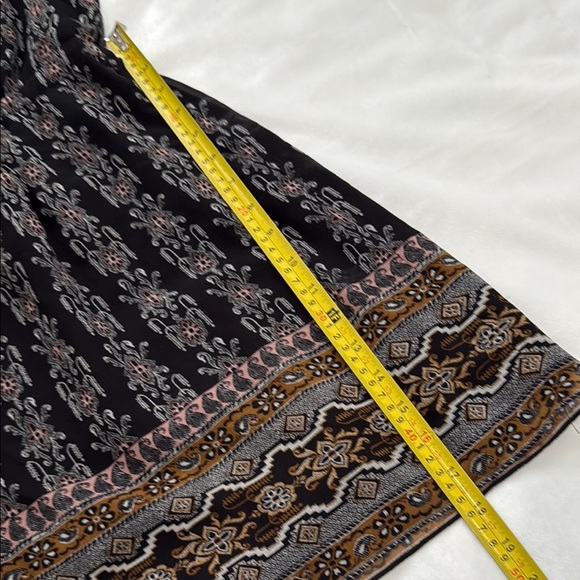 MADEWELL SIZE 6 Bohemian Long Sleeve midi Black and Brown Patterned Dress - Picture 8 of 14